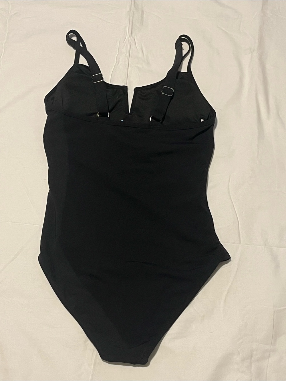 Yonique Black Ruched One-Piece Swimsuit - Size S NWT - V-Neck Strappy Back - Picture 2 of 6